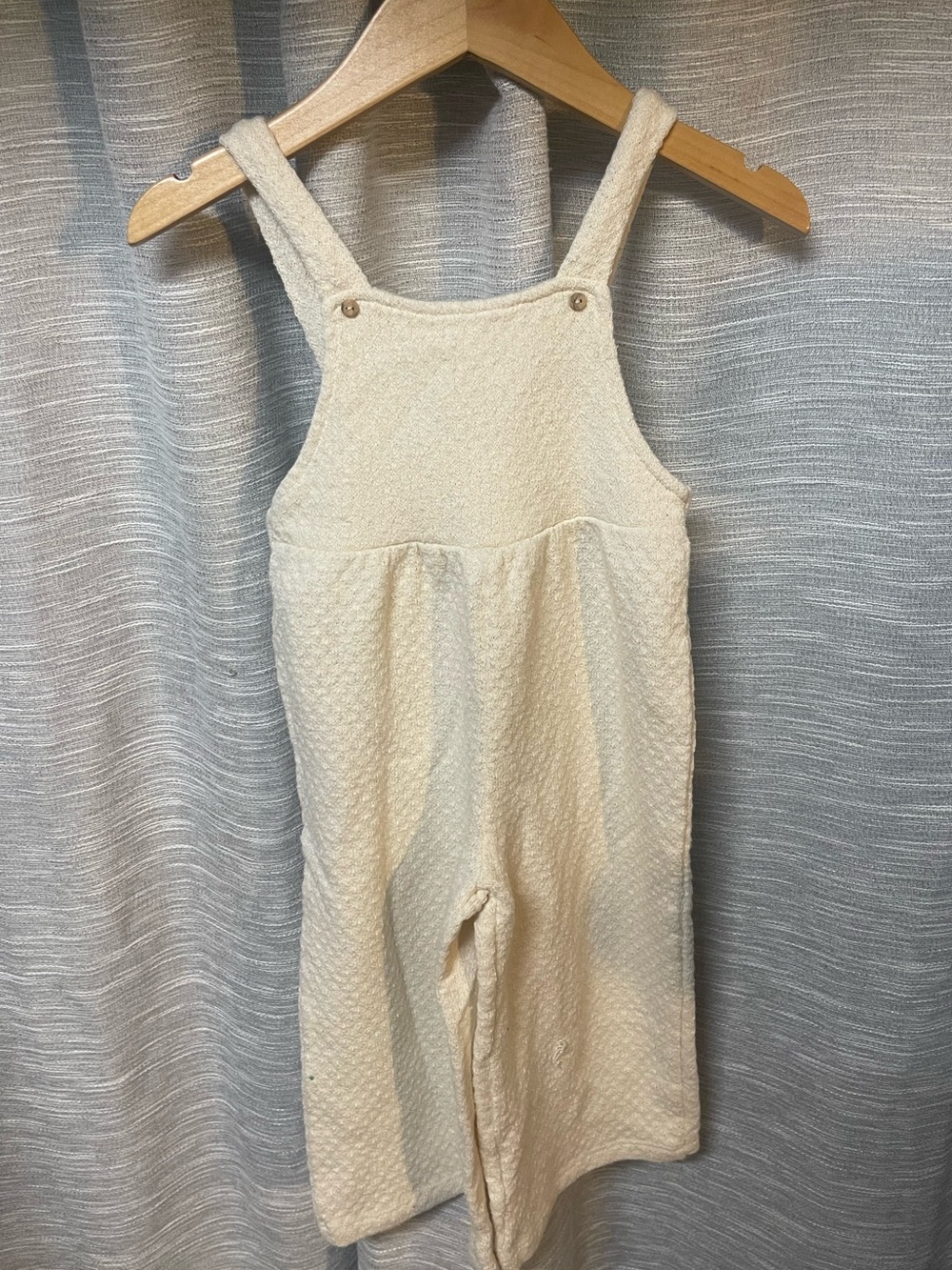 Zara Cream Textured Kids Jumpsuit